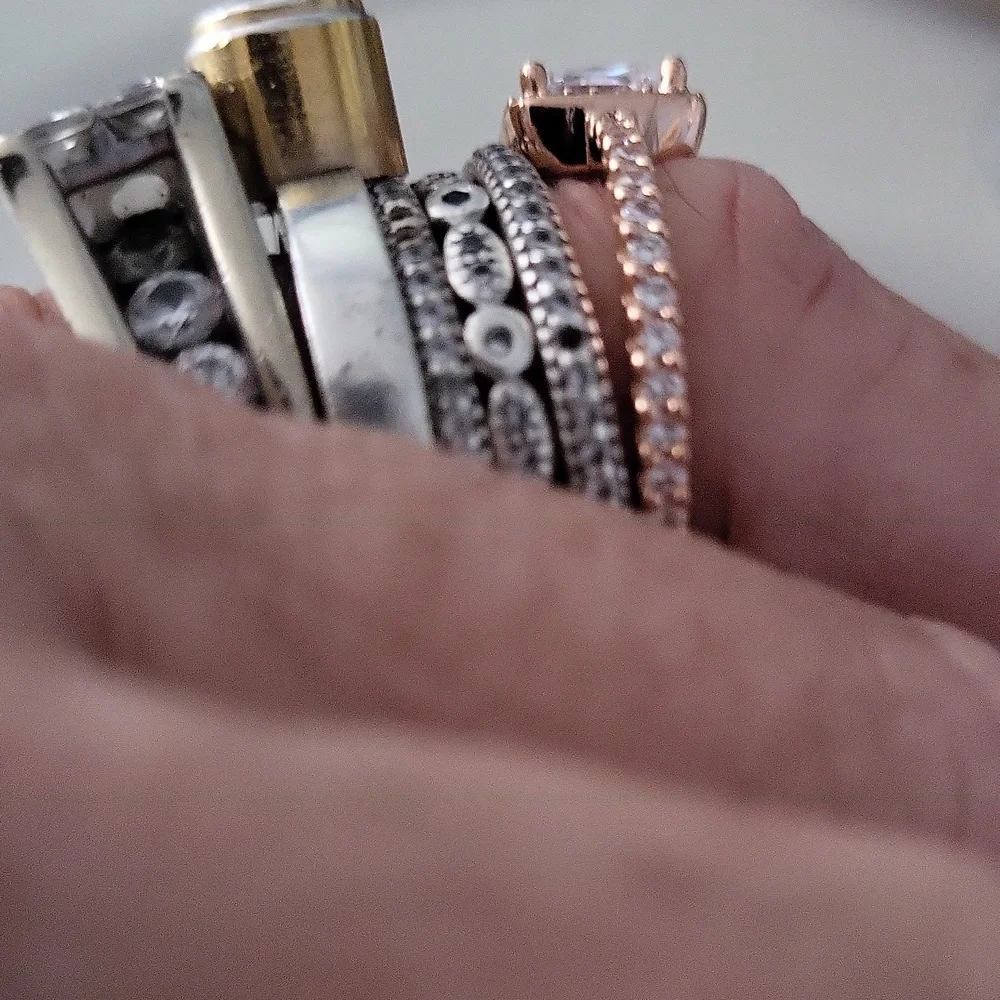 Pandora rose gold square swarsowski ring gold plated gorgeous new bagged boxed - Picture 2 of 5